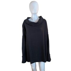 Free People Juicy Long Sleeve Thermal Sweater Size L Black